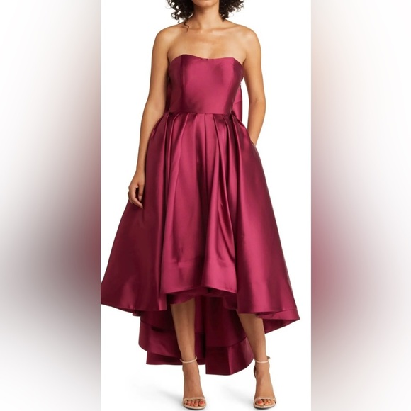 NWOT Hutch Adaleigh Strapless Back-Bow High-Low Maxi Dress - Picture 3 of 16